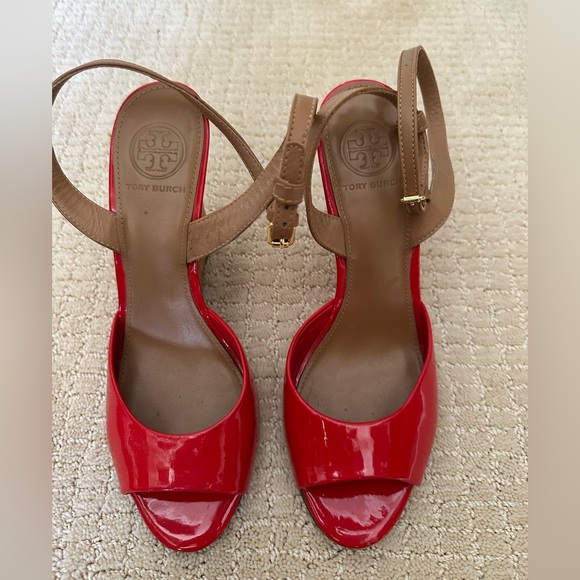 Tory Burch Shoes - Tory Burch Red and Tan Heels